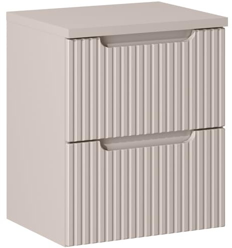 Lomadox Badezimmer Badschrank Waschtischunterschrank 50cm, in Kaschmir, gerillte Front