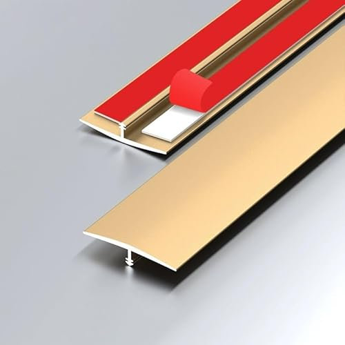 GFYHTN Profilé De Transition De Sol en Aluminium De 90cm, Baguettes De Séparation Autocollant en T, Bande De Transition pour Stratifié/carrelage, Installation Facile(Gold,W4cm(1.6in))