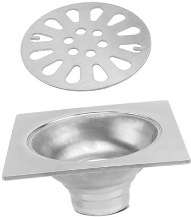 Angoily Bodenablauf Edelstahl 100x100mm Hofablauf Terrasse Duschablauf Badablauf für Badezimmer, Garten
