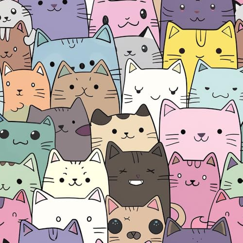 JIAOQSS Peel and Stick Wallpaper Cute Cartoon Cat Self Adhesive Wallpaper Waterproof Furniture Wallpaper DIY Removable Wall Protection Film for Living Room Bedroom
