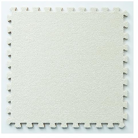 HCZKIUJY Splice ineinandergreifender Teppich, Kurze Plüsch-Schaumstoff-Puzzle-Bodenmatte, 100 ineinandergreifende Schaumstofffliesen, rutschfeste Teppichunterlage, weicher Schaums,Beige
