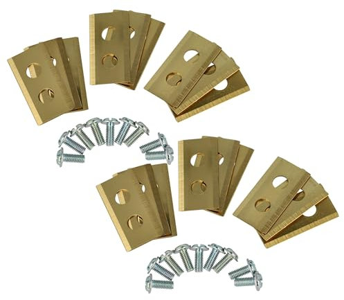 vhbw 18x Ersatz-Messer kompatibel mit Texas Pro-G-force SR1200, Pro G-force SR2000 Rasenmäher - Ersatzklinge Gold, Stahl (Titanbeschichtung)