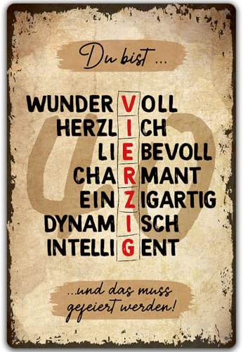 Retro Blechschild 40 Geburtstag, Lustig Geschenk für 40 Geburtstag Frauen Männer, Besondere Geburtstagskarte 40 Jahre Mann Frau, Vintage Metallschild 20x30cm, Geburtstagsgeschenk für Freundin Kollege