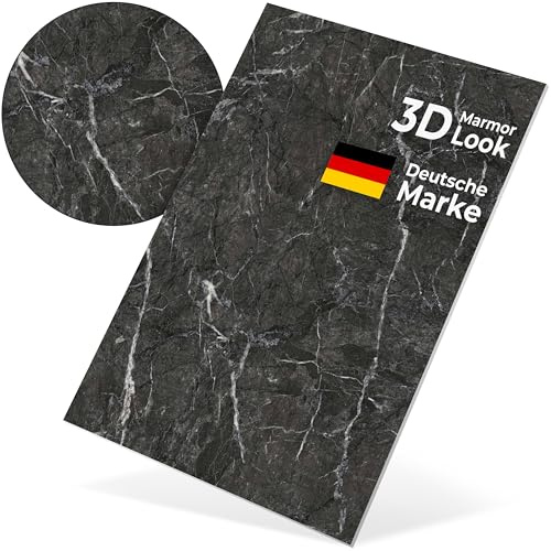 WANEELL 3D PVC Wandpaneele Marmoroptik – 1 Stück 120×60 cm – wasserfeste Wandverkleidung für Bad, Küche, Wohnbereich, Büro & Hobbyraum – einfache Montage ohne Bohren- Midnight Grid