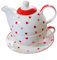 Amagogo Bollitore da tè in ceramica, bollitore da tè in porcellana, portatile, riutilizzabile, resistente al calore, set di teiera e tazza con piattino per la