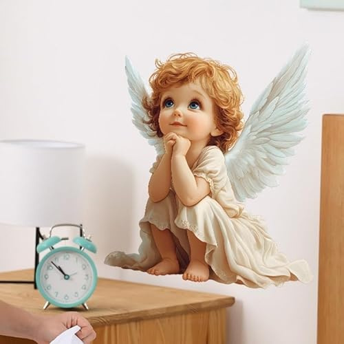 COVPAW Wandtattoo Engel, Wandaufkleber für Kinderzimmer, Schlafzimmer Wohnzimmer Küche usw. 27 x 27 cm, Wanddeko Baby Engel Wand Fenster Möbel usw. (Baby Angel)