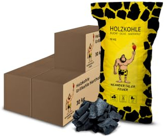 Neandertaler Feuer Holzkohle Grillkohle Buche - Charcoal BBQ 4 x 30 kg Kohle für Grill Smoker Kamin | Grillholzkohle aus Laubholz Buchenholzkohle 120 kg | Restaurant Qualität