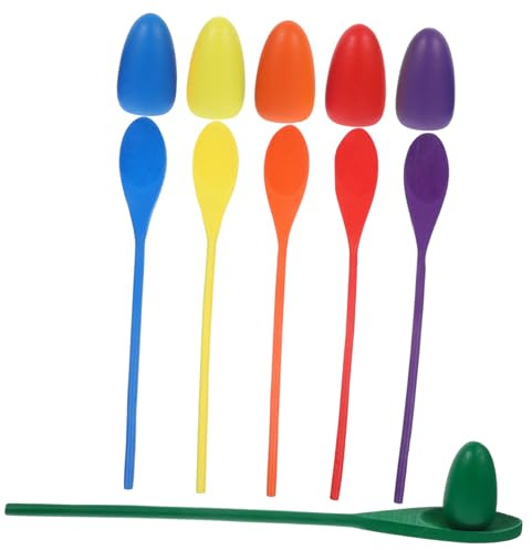 POPETPOP 6 pièces Jeu Bois pour Garçon Fille Éducatif de Course avec Œufs et Cuillères Formation Sensorielle et Coordination Motrice pour Garçons et Filles