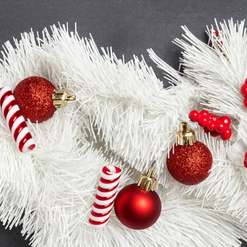 XXL Grüne Weihnachtsgirlande 10 Meter - künstliche Tannen-Girlande Ø 10 cm - Dekogirlande Weihnachten (1x Weiss)