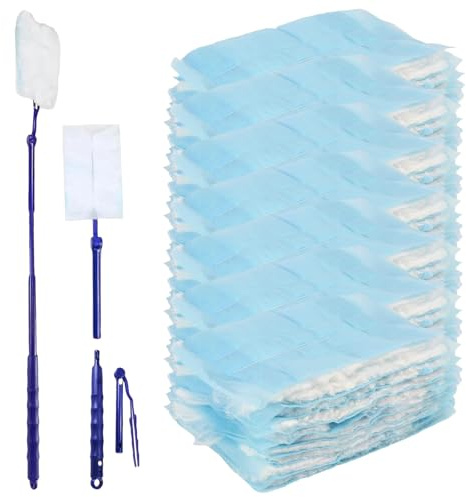 70 Pcs Duster Refill, Fluffy Dusters Refills, Disposable Electrostatic Dust Magnet Refill with Retractable Handle for Home Office Furniture Blinds Car Cleaning
