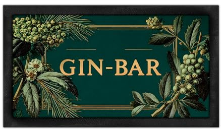 Shopagift Gin Bar Green Emerald Rustic Bar Mat Runner Pub Gift for Home Garden Man Cave Pub Bar