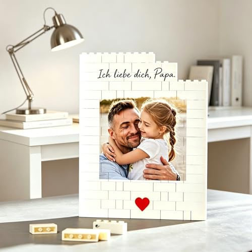 Personalisierte Puzzle mit eigenem Foto und Text Bausteine mit Bild und Datum, Geschenk für Paare, Liebhaber, Papa, Familie, zum Valentinstag, zum Jahrestag, zum Geburtstag (Stil02)