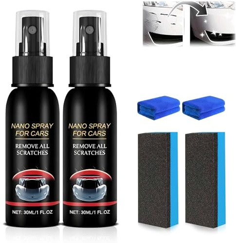 NurafixNano Spray de Réparation de Rayures de Peinture de Voiture, Spray de Réparation de Rayures de Voiture, Efface Rayure Auto, Car Scratch Remover pour Réparation Rapide des Rayures (2PC)