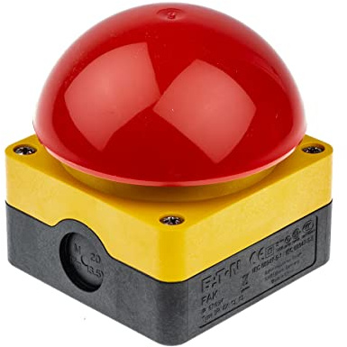 Eaton Moeller Foot/Grobhand Taster FAK-R/V/KC02/IY, Red, Push Button Actuator, Normally Open Contact, Screw In Connector, Manual Operation
