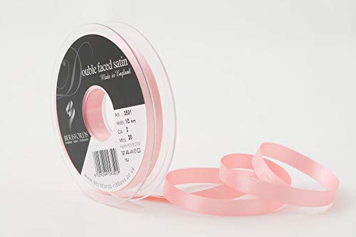 Berisfords Double FACE Poly Satin Ribbon, Pink, 10 mm