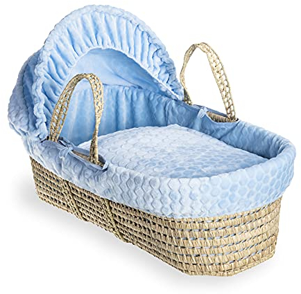 Clair de Lune Babykörbchen Marshmallow-Palme mit weicher Babybettwäsche, blau, 75 x 28 cm