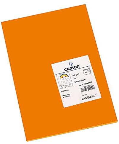 Canson 200040188 Iris Vivaldi glattes, farbiges Papier, A3, orange 09, A3 - 29.7x42cm