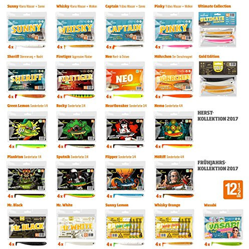 Lieblingsköder 4 Gummifische zum Zanderangeln mit Gummifisch 12,5 cm, Farbe Lieblingsköder:Captain