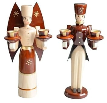 Rudolphs Schatzkiste Weihnachtsfiguren Engel und Bergmann Natur Höhe ca 15cm NEU Weihnachten Schnee Seiffen Kerzen Erzgebirge Winter Dekoration Bergbau Kirche Licht Holz Wald Fensterd