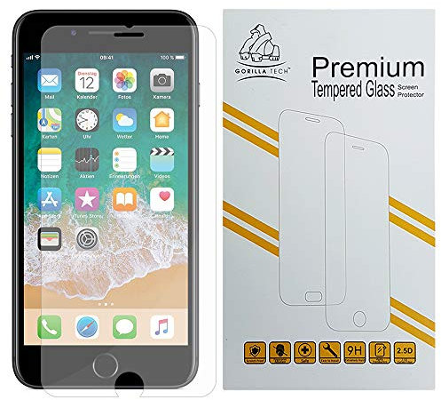 Gorilla Tech Premium Tempered Glass Screen Protector for Apple iPhone 8 Plus and iPhone 7 Plus Invisible Cover 9H Hardness HD Quality Shatter Scratch Resistant