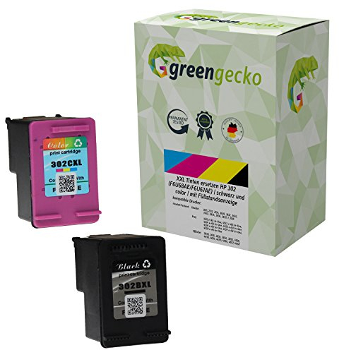 XXL Tinten ersetzen HP 302 (F6U68AE/F6U67AE) | über 100% mehr Inhalt | Sparset für HP DeskJet 3630, HP OfficeJet 3830, 4650 | schwarz und Color Patronen ohne Füllstandsanzeige