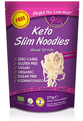 Eat Water Keto Slim Shirataki Noodles 270g (Pack of 20) – Organic Konjac Pasta Alternative, Zero Carb, Low Calorie, Gluten, Fat & Sugar Free, Vegan High Fibre Ready to Eat Noodles, Paleo Friendly