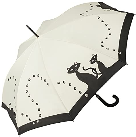 VON LILIENFELD Regenschirm Schwarze Katzen Auf-Automatik Stockschirm Damen Kinder Mädchen Kätzchen Leicht Stabil