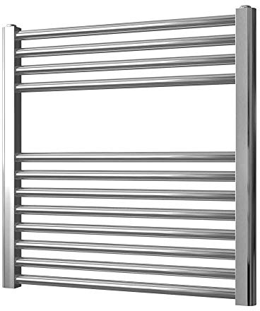 Greened House Radiatore scaldasalviette elettrico cromato, 600 mm di larghezza x 600 mm di altezza, piatto