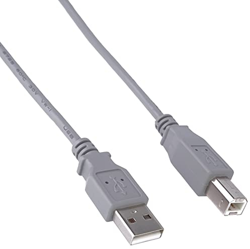 PremiumCord USB 2.0 High Speed Kabel M/M 3m, A Stecker auf B Stecker, USB Verbindungskabel für Scanner usw, Doppelt geschirmt, AWG28, Farbe grau, Länge: 3m