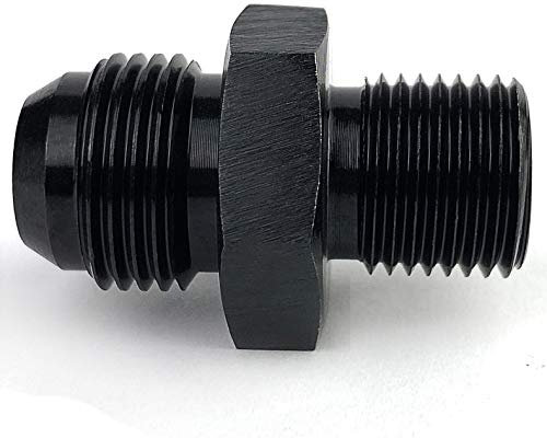 6AN Flare to M14 x 1.5 Pipe Hose Adapter Fitting, Aluminum Black Anodized AN6 Male Flare to M14-1.5 mm Male Metric Thread