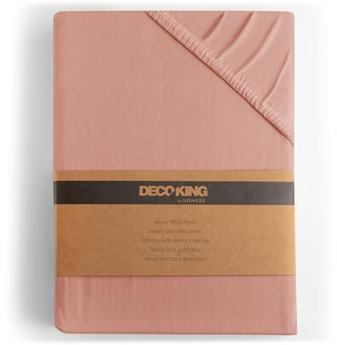 DecoKing Drap-Housse 100x200-120x200 cm 100% Coton Peigné Jersey Doux Drap Housse 100x200cm - 120x200cm Saumon Amber