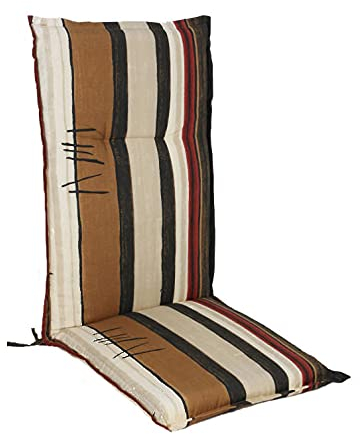 Spetebo Pflegeleichtes Polster für Hochlehner - BENGASI - Gartenstuhl Auflage mit Haltegurt - Sitzkissen Stuhlauflage (Modell 12)