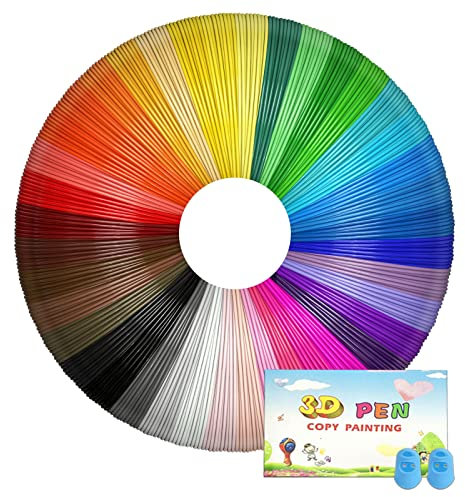 3D-Stift-Filament-Nachfüllpackungen, 40 Farben, 4,8 m pro Farbe, insgesamt 195 m, 1,75 mm Filament, kompatibel mit SCRIB3D MYNT3D 3D-Stift mit 2 Fingerkappen und 3D-Stift-Vorlagenbuch [3D-Stift nicht