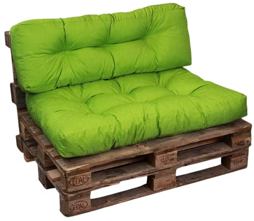 bananair - Palettenkissen Outdoor Set - Bequem, Robuster, UV-beständiger & Wasserabweisender - Ideal für Europaletten, Palettenmöbel (1 Sitzkissen 120x80 cm + 1 Rückenkissen 120x40 cm, Grün)