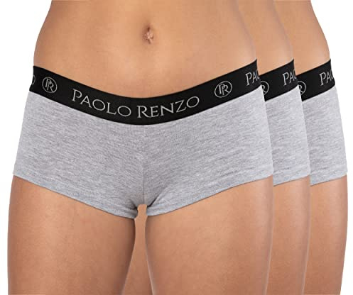 Paolo Renzo Damen Panty Sport LINE 3 Stück Baumwoll Panty Sport Panty Damen Underwear Atmungsaktiv Größe XL Grau
