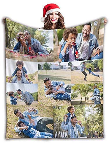 Gudina personalisierte Decke Fotodecke mit Eigenem Foto Name/extra weiche und gemütliche Sofadecke/personalisiertes Fotogeschenk/Decke mit Collage/Multiple Colors to Choose from-120cmX150cm