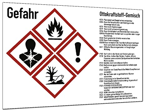 König Werbeanlagen Gefahrstoffkennzeichnung Ottokraftstoff Gemisch Aufkleber 105x74 mm Idx 2019 Piktogramme nach CLP/GHS