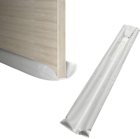 MOXVIO Zugluftstopper für Zuhause, doppelt, wasserdicht, schneefest, 600D-Oxford-Gewebe, 70 bis 90 cm, Verstellbarer Zugluftstopper, Premium-Fenster-Zugluftstopper (weiß)