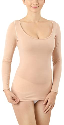 ALBERT KREUZ Damen Funktionsunterhemd Merinowolle-Tencel™ Lyocell unsichtbar tiefer Rundausschnitt