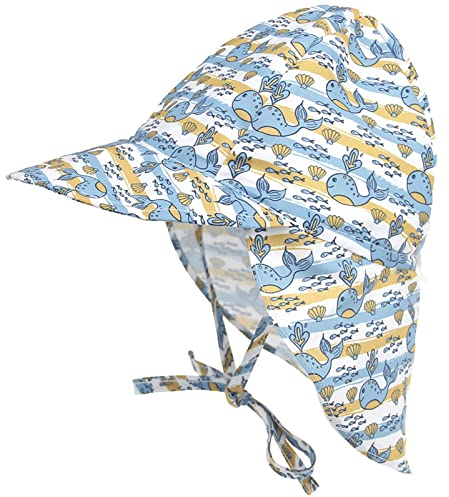 Enfant Chapeau Protection du Cou Baleine Chapeau de Soleil Eté Anti UV Bébé Bob Chapeau de Plage Casquette à Rabat Visière pour 2-5 Ans Fille Garçon