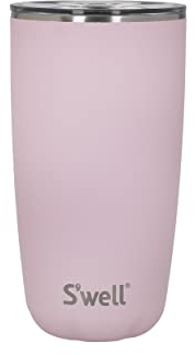 S'well Tumbler with Lid, 530ml, Pink Topaz, BPA/BPS-Free Vacuum Triple-Insulated Travel Cup with Slide-Open Lid, for Hot and Cold Beverages, at Home Or Work up to 12h Cold/4h Hot