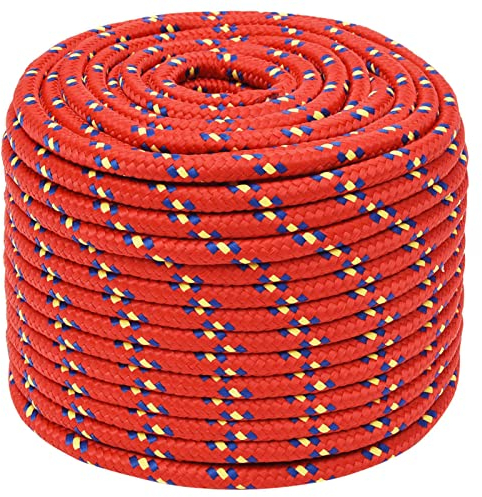 Tidyard Bootsseil Seil Rot 12 mm 25 m Polypropylen Ankerleine Festmacher Tauwerk Seil Outdoorseil Polypropylenseil für Einsatz auf Segelbooten, Booten oder Yachten