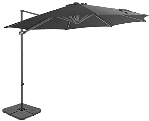 FIRBNUS Sombrilla de Patio con Base Portátil Gris Antracita 3x2,55 m Parasol Jardín Exterior Tiene Toldo Resistente a Los Rayos UVA Sombrilla de Playa Piscina Robusta Estructura de Aluminio
