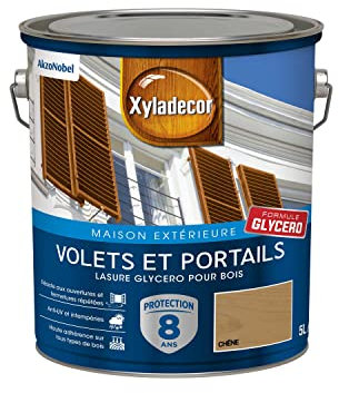 Xyladecor - Lasure Protectrice pour Bois Extérieur - Volets, Portails, Portes, Fenêtres - Couleur : Satin Chêne - Quantité : 5 L
