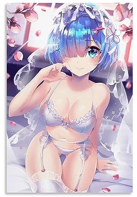 Re Zero Rem Anime-Poster, Leinwand-Poster, dekoratives Gemälde, Leinwand-Wandposter und Kunstdruck, modernes Familienschlafzimmer-Dekor-Poster, 20 x 30 cm