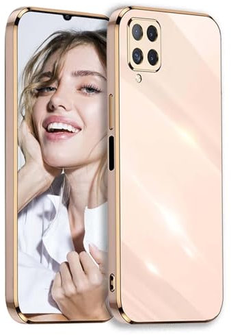 JIEZUIMEI Hülle für Samsung Galaxy M53 5G Handyhülle Original, Weiches TPU Silikon Galvanisierte Kameraschutz Hülle Weich TPU Silikon Schutzhülle Stoßfest Case Cover Rosa