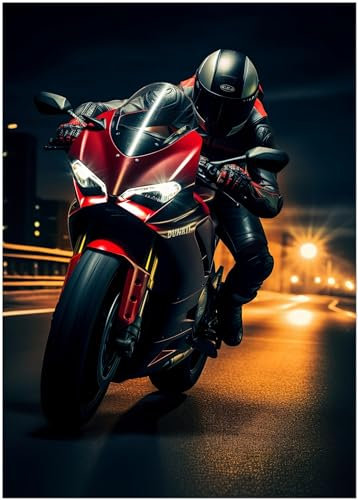 Generisch Motorrad Poster - Ducati Panigale Supersportler - Wandbild Kunstdruck P391N (50x70 cm)