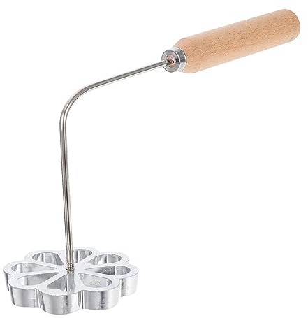 HOMSFOU Pcs Fryer Mold Non Stick Rosette Maker for Fritter Deep Frying Moulds Long Wooden Handle Kitchen Snack Bar
