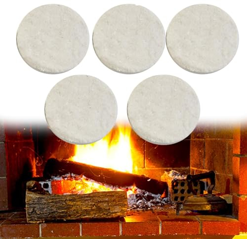 CWOQOCW Keramikwolle-Schwamm, runder Kamin, Keramikschwämme, Bioethanol, Kamin, Sicherheit (5 Stück)