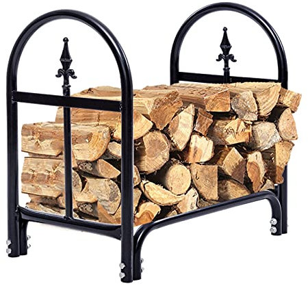 WaLdor Kaminholzregal 2 Meter Indoor Outdoor Hochleistungsstahl Brennholz Rack Holz Lagerhalter Schwarz Brennholzregal Holz-Organizer